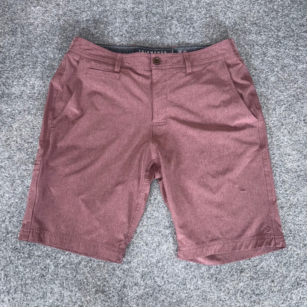 7 Diamonds Velocity Mens 33 Maroon Performance Short Stretch Chino Golf Athletic